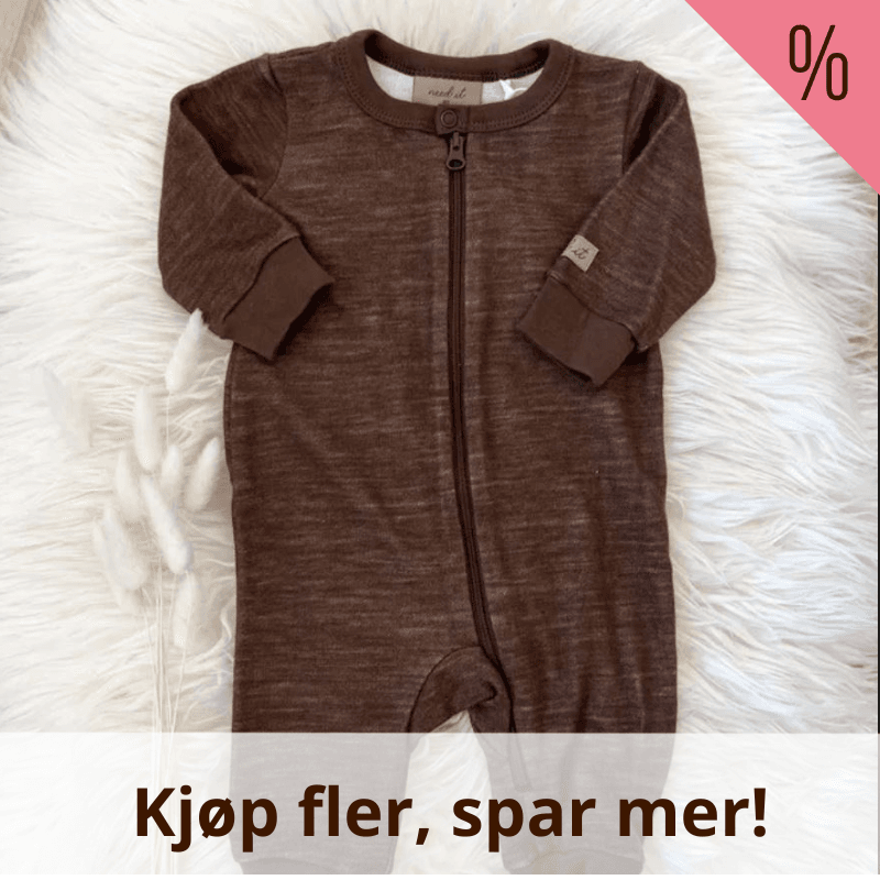 Need It - Pysjamas/Heldrakt i ull/bambus m/glidel