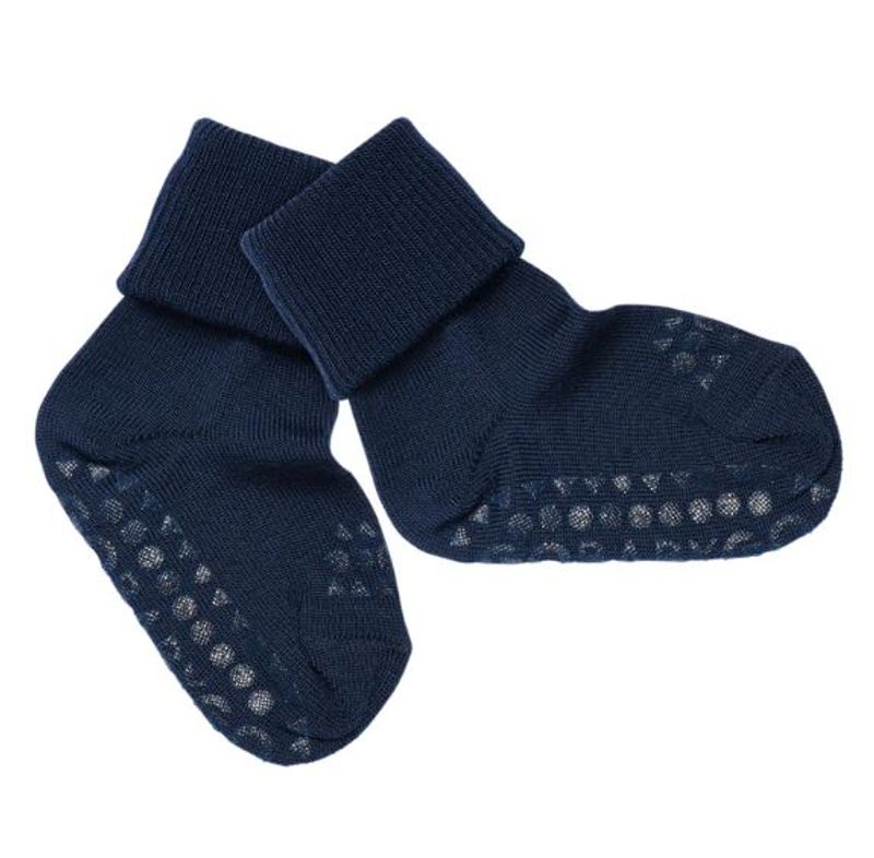 Go Baby Go - Antiskli krabbesokker i ull Midnight blue