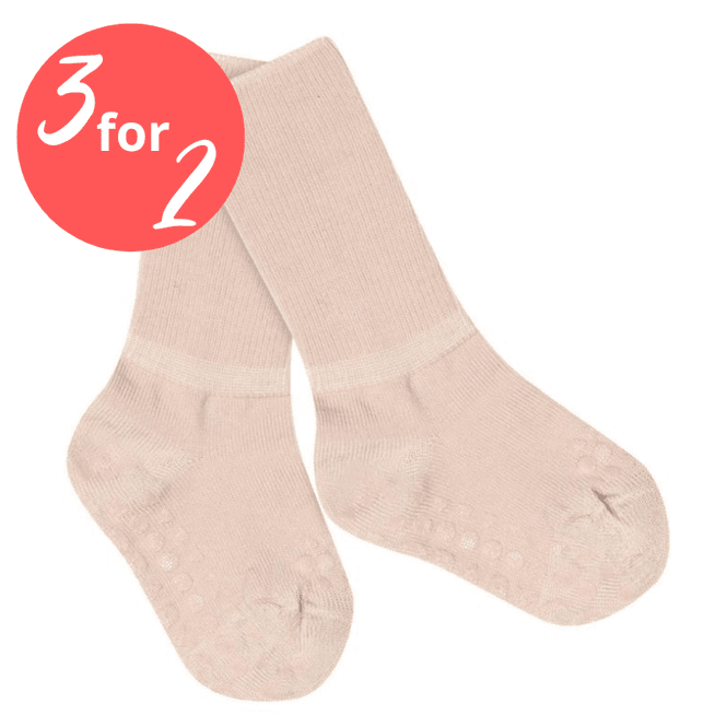 Hovedbilde Go Baby Go - Antiskli krabbesokker i ull Rose Dust