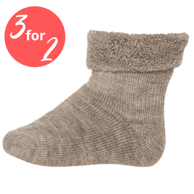 Hovedbilde MP- Babysokker i ullfrottè Light Brown Melange