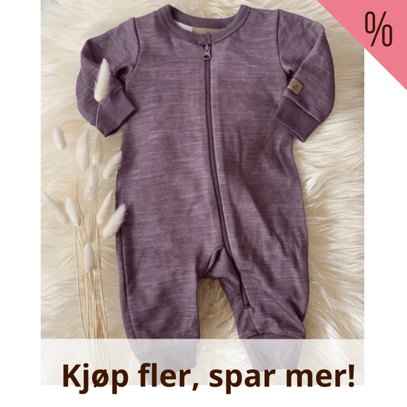 Need It - Pysjamas/Heldrakt i ull/bambus m/glidel